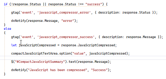 JavaScript code ready to be compressed